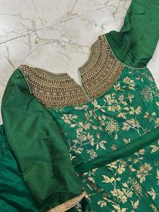 Green Embroidered Anarkali