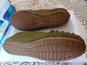 Soft Suede Type Moccasins Khaki