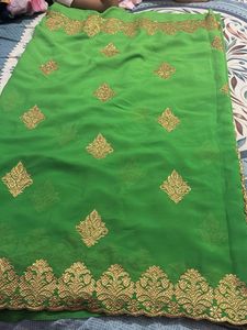 Green Stone Work Saree
