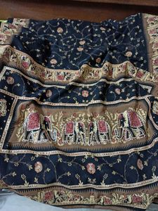 Elegant Black Sequin Work Saree (Georgette)