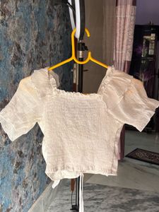 Ruffle Trim Crop Top