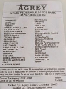 Agrey Indian Vegetable Seeds Bank (44 Varieties)
