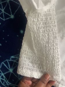 White Blouse with Zipper And Elastic Model Slip On