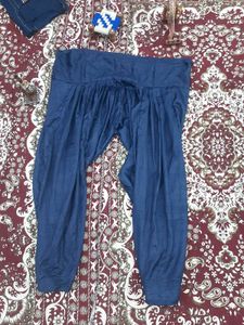 Navy Colour Suit Salwar With Orange Dupatta