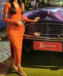 Chic Orange Midi Dress