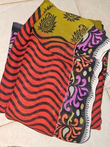 Paisley Print polyester saree multicolour