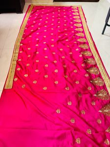 Beautiful Rani Pink Col Lotus Saree