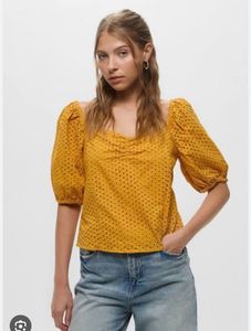 Mustard Eyelet Top