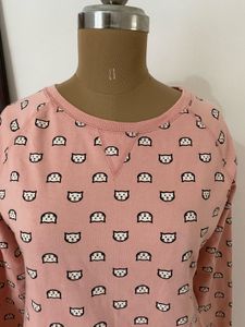 PEOPLE Pink Cat Printed Sweatshirt