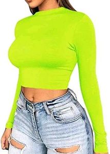 Neon Yellow Long Sleeve Crop Top