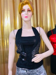 Stylish Black Halter Top