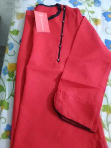 Red Crepe Kurta
