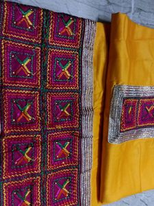 Unstitched Silk Phulkari Suit