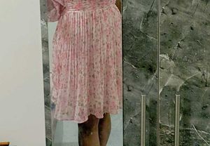 Pink Floral Chiffon Mini Dress