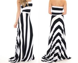Super Classic Black And White Tube Maxi Dress