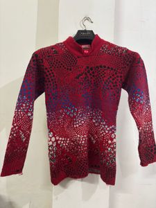 Red Patterned Knit Sweater