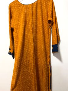 Mustard Kurta With Plaza Set