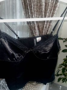 H&amp;M Lace Trimmed Satin Tops (Black &amp; White Both)