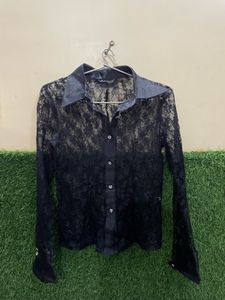 BEAUTIFUL WOMEN BLACK NET PARTYWEAR SHIRT