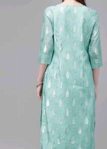 Turquoise Leaf Print Kurta Set