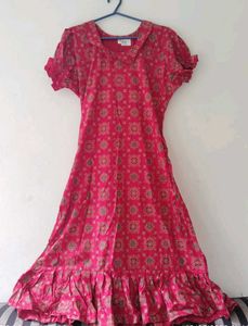 Retro Pink Print Midi Dress