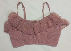 Pich Polka Dot Crop Top