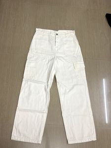 White Wide Leg 6 Pockets Cargo Pants
