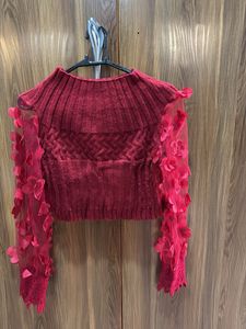 Floral Sleeve Knit Top