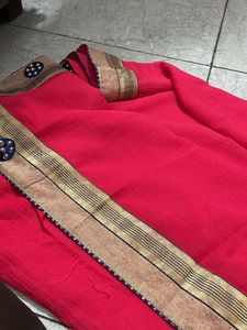 Pink Saree with Embellished Border