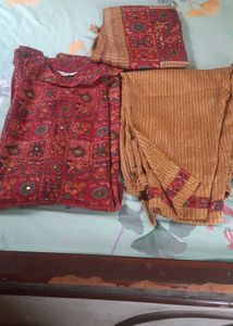 Beautiful Cotswool Kurta Pant With Stole