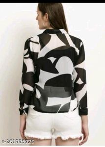 Abstract Sheer Button-Up