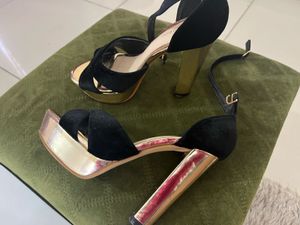 Black &amp; Gold Platform High Heels 36 Size