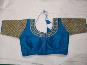 Elegant Blue Embroidered Blouse