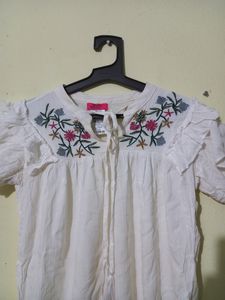 Lucky Charm White Top with Butterfly Sleeves