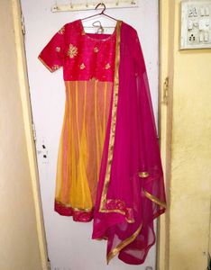 Pink &amp; Gold Anarkali Suit