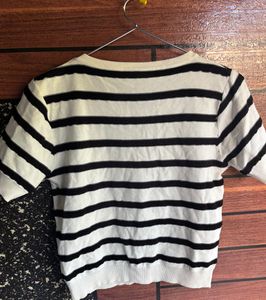 Striped Short Sleeve Crop Top