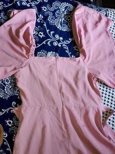 Pink Flutter Sleeve Jumpsuit