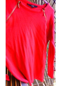 Coral Top with Shoulder Zippers