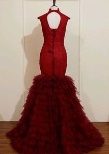 Stunning Red Ruffled Mermaid Gown