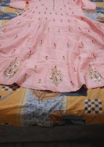 Elegant Pink Anarkali Party Gown