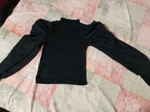 Statement Sleeve Black Top