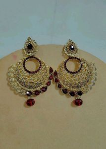 Maroon And Gold Earrings