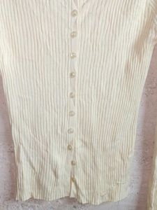 Trendy Winter Fashion Cardigan Top Ribbed Yellow