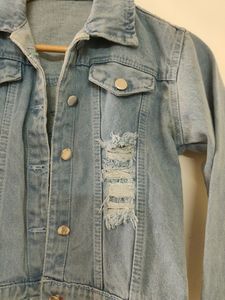 Denim Crop Distressed Jacket