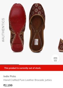 NEW UNUSED Hand Crafted Pure Leather Brocade Jutti