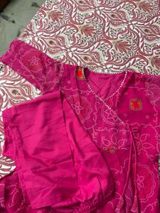 Pink Printed Anarkali Kurta Set | XXL