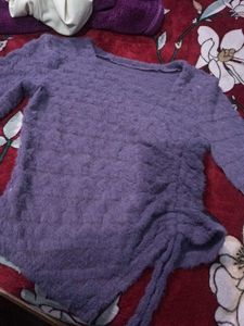 Purple Fuzzy Long Sleeve Top
