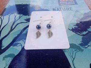 Silver Oxidised Leaf Charm Earrings