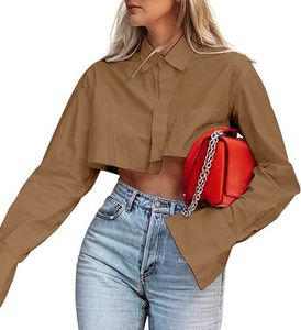 h&amp;mCropped Brown Long Sleeve Shirt