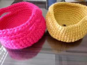 Handmade Crocheted Baskets (Set of 2)